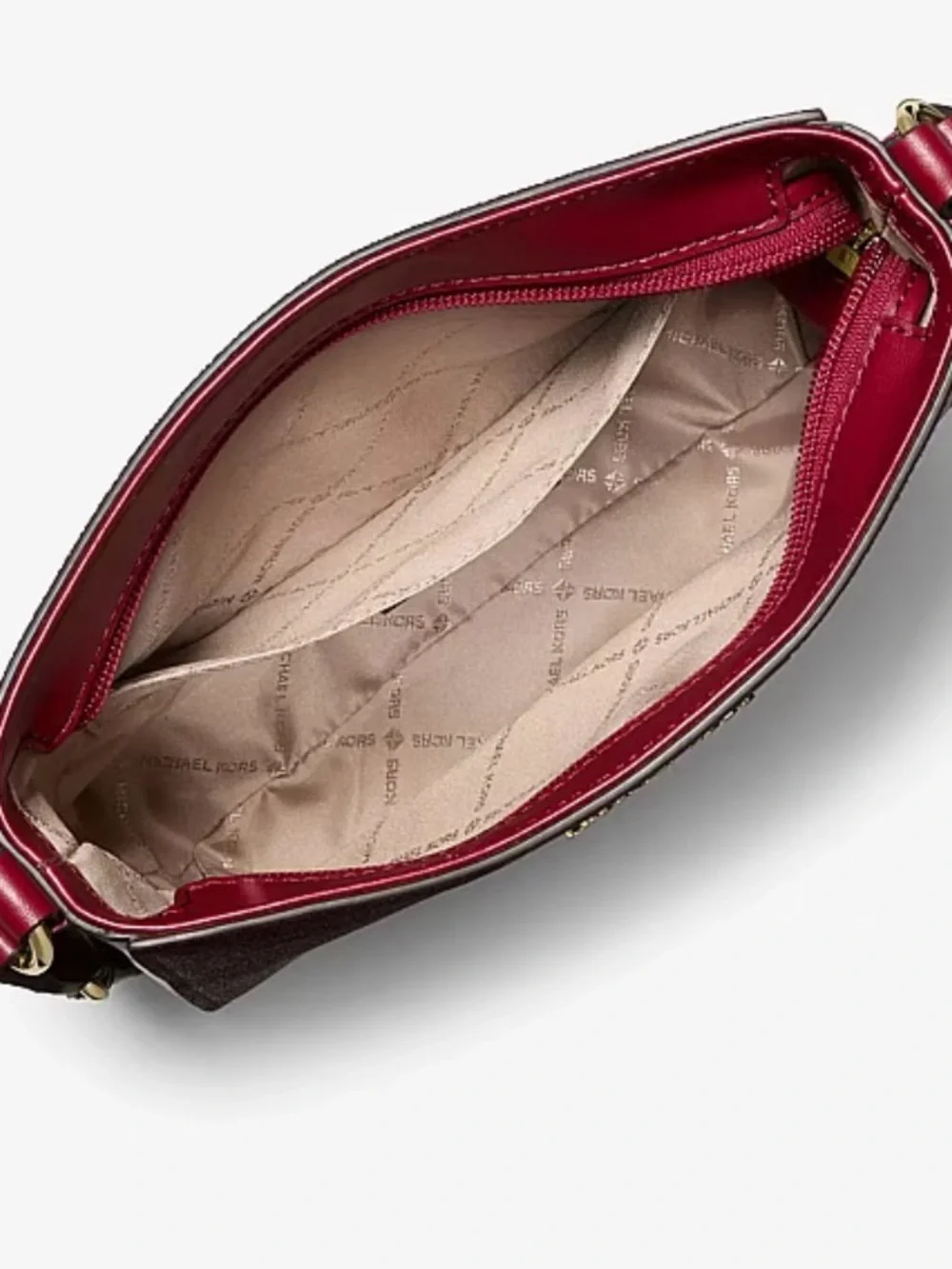 NWT Michael Kors Jet Set Small Signature Logo Stripe Crossbody in Cherry 🍒 - Picture 3 of 5